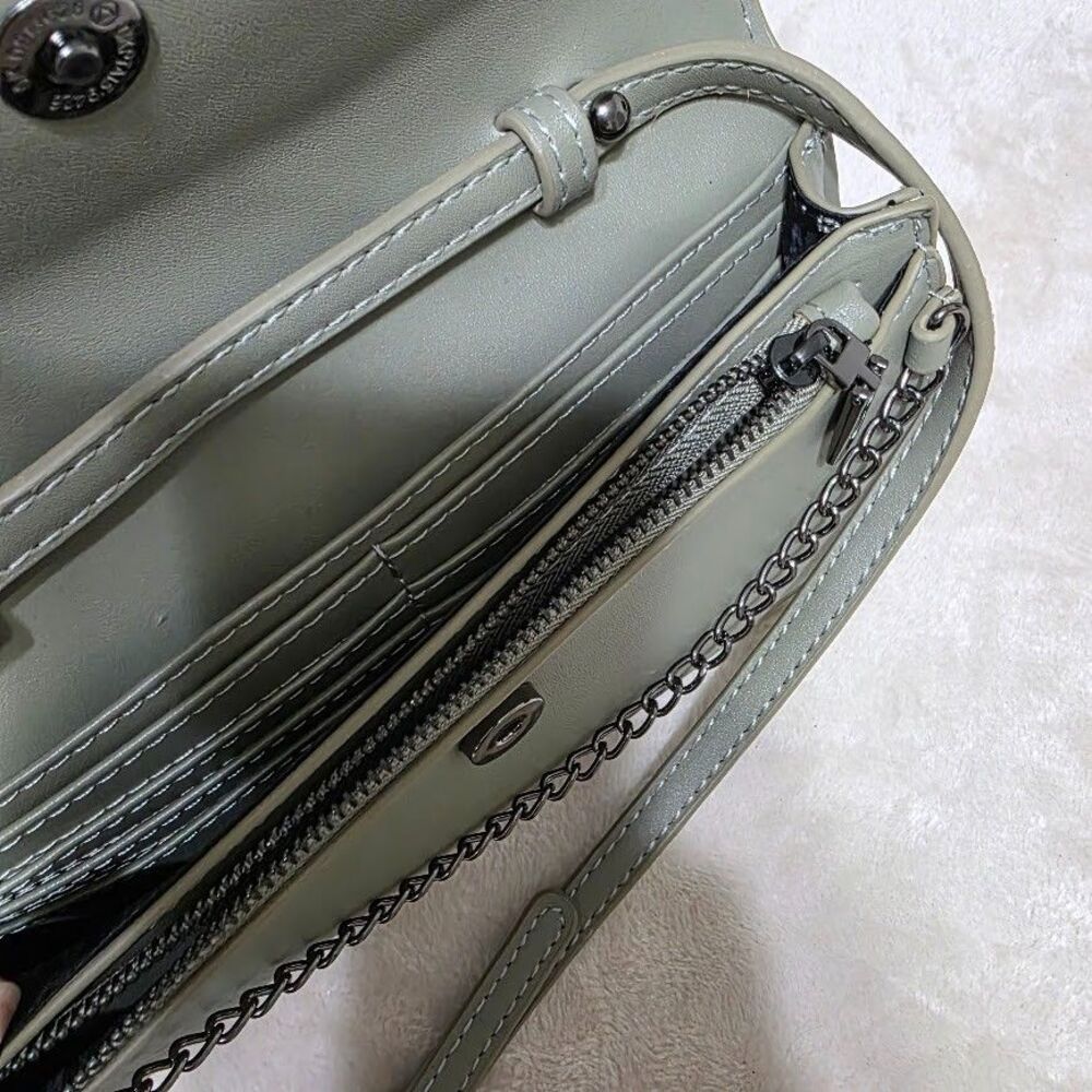 Steve Madden Olive Crossbody Bag Clutch Wallet w/ Chain and Strap Zipper Pocket - Picture 5 of 6